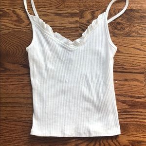 Women’s Topshop white ruffle tank
